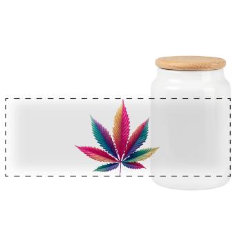 Cabbage leaf - Panoramic Cookie Jar with Wooden Lid - white - Front