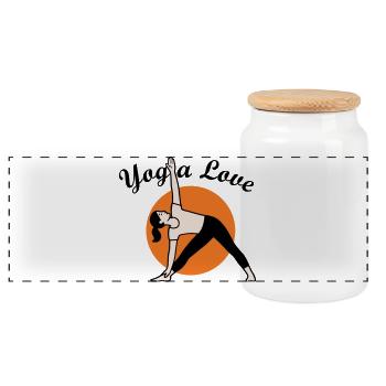 Yoga Love - Panorama Keksdose mit Holzdeckel - Weiß - Vorne