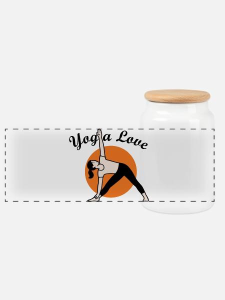 Yoga Love - Panorama Keksdose mit Holzdeckel - Weiß