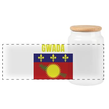 GWADA T-Shirt mit Flagge aus Guadeloupe - Panorama Keksdose mit Holzdeckel - Weiß - Vorne