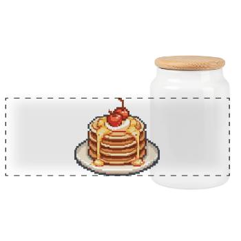 Pixel Pancake Cherries - Panoramic Cookie Jar with Wooden Lid - white - Front