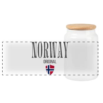 Ursprünglich aus Norwegen, geboren in Norwegen - Panorama Keksdose mit Holzdeckel - Weiß - Vorne