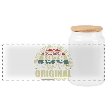Birthday november 1978 - Panoramic Cookie Jar with Wooden Lid - white - Front
