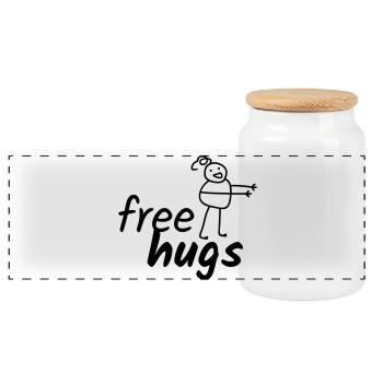 Free Hugs - Panorama Keksdose mit Holzdeckel - Weiß - Vorne