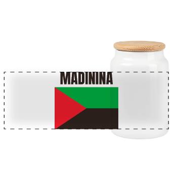Madinina Martinique flag t-shirt - Panoramic Cookie Jar with Wooden Lid - white - Front
