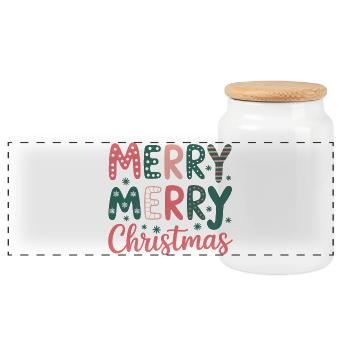 Pastell Weihnachten Frohe Weihnachten - Panorama Keksdose mit Holzdeckel - Weiß - Vorne