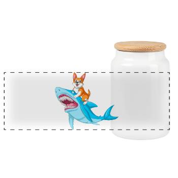 Chemise drôle d’animal drôle de requin chevauché de corgi - Boîte à biscuits avec couvercle en bois - blanc - Devant