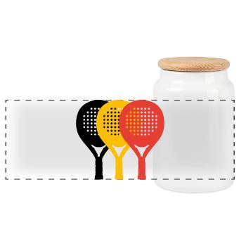 padel Belgique tricolore - Boîte à biscuits avec couvercle en bois - blanc - Devant