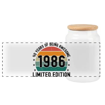 40 Years Of Being Awesome 1986 Limited Edition - Panorama Keksdose mit Holzdeckel - Weiß - Vorne