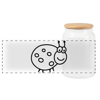 Ladybug – Cute lucky charm garden motif - Panoramic Cookie Jar with Wooden Lid - white - Front