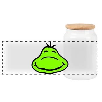 Frog Toad Smiles Funny Comic Happy Cute - Panoramic Cookie Jar with Wooden Lid - white - Front