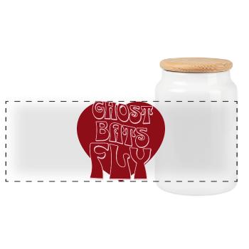 Ghost Bats Fly - Panoramic Cookie Jar with Wooden Lid - white - Front
