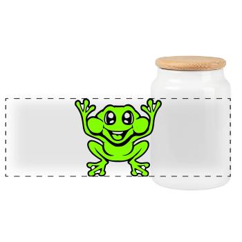 Frog Toad Laughs Funny Jumping Happy Comic - Panoramic Cookie Jar with Wooden Lid - white - Front