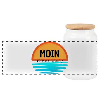 Moin North Sea Sunrise Design - Panoramic Cookie Jar with Wooden Lid - white - Front