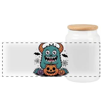 T-Shirt Enfant Halloween Monster Pumpkin | Amusement - Boîte à biscuits avec couvercle en bois - blanc - Devant