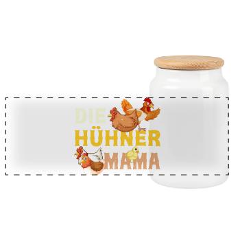 Die Hühner Mama Muttertag Mutterschaft Mama - Panorama Keksdose mit Holzdeckel - Weiß - Vorne