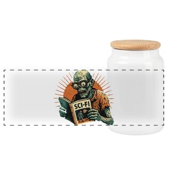 Zombie Retro SciFi Spieler - Panorama Keksdose mit Holzdeckel - Weiß - Vorne