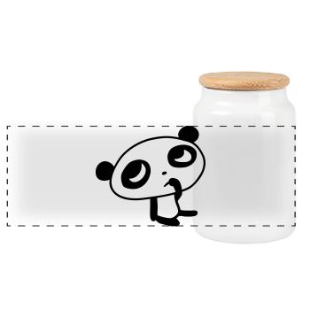 Niedlicher Panda – Kawaii Bär & Bambus Design - Panorama Keksdose mit Holzdeckel - Weiß - Vorne