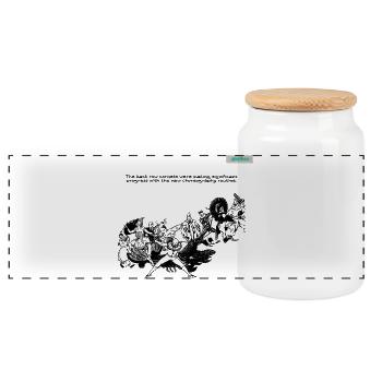 BACK ROW PARODY Design 001 - Panorama Keksdose mit Holzdeckel - Weiß - Vorne