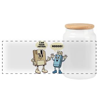 Ich bin dein Vater Diskette Technik Humor - Panorama Keksdose mit Holzdeckel - Weiß - Vorne