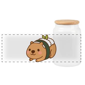 Capybara Sushi – mignon et délicieux 🍣🦫 - Boîte à biscuits avec couvercle en bois - blanc - Devant