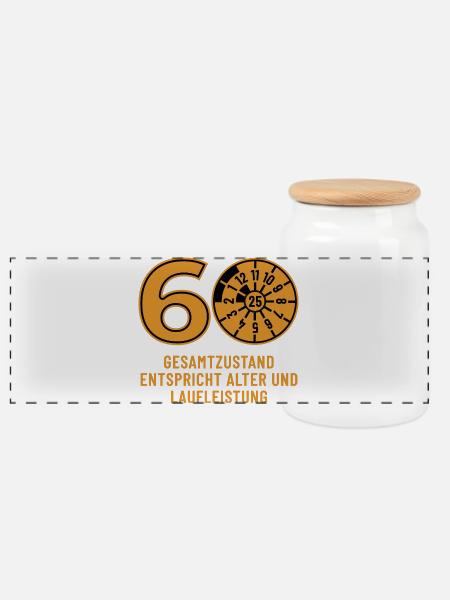 HU November 2025 - 60 Jahre - Geburtstag Geschenk - Panorama Keksdose mit Holzdeckel - Weiß