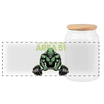 Lift Like You Are From Area 51 Alien - Panorama Keksdose mit Holzdeckel - Weiß - Vorne