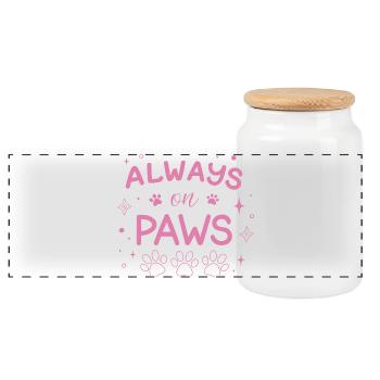Always on Paws Rose - Boîte à biscuits avec couvercle en bois - blanc - Devant