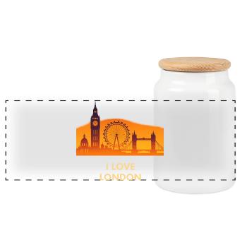 I Love London Skyline Sunset - Panorama Keksdose mit Holzdeckel - Weiß - Vorne