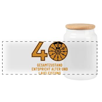 HU December 2025 - 40 Years - Birthday Gift - Panoramic Cookie Jar with Wooden Lid - white - Front