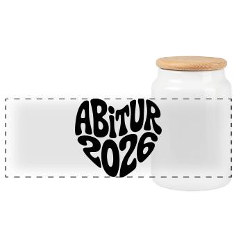 Abitur 2026 - Panorama Keksdose mit Holzdeckel - Weiß - Vorne