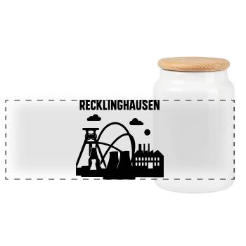Recklinghausen Silhouette - Panoramic Cookie Jar with Wooden Lid - white - Front