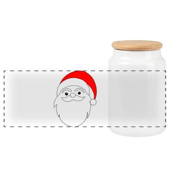 Weihnachtsmann Linienkunst - Panorama Keksdose mit Holzdeckel - Weiß - Vorne