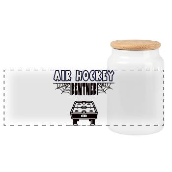 Air hockey Retraité Match de hockey sur air Retraite Retraite - Boîte à biscuits avec couvercle en bois - blanc - Devant