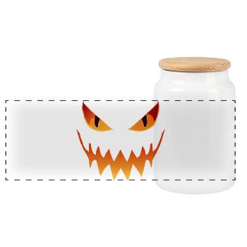 Happy Halloween  - Panorama Keksdose mit Holzdeckel - Weiß - Vorne