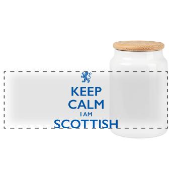 Scottish Scot, Scotland - Panoramic Cookie Jar with Wooden Lid - white - Front