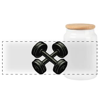 Motif de puissance d’haltères croisés - Boîte à biscuits avec couvercle en bois - blanc - Devant