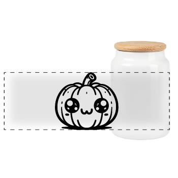 Sweet Pumpkin - Halloween - Panoramic Cookie Jar with Wooden Lid - white - Front