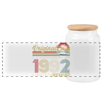 33ème Anniversaire Original Novembre Millésime 1992 - Boîte à biscuits avec couvercle en bois - blanc - Devant