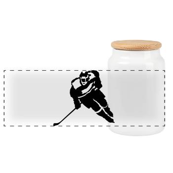 Hockey sur glace - Boîte à biscuits avec couvercle en bois - blanc - Devant