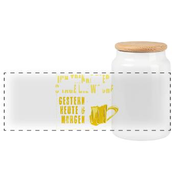 Beer Lovers Beer Saying Beer Drinkers Booze - Panoramic Cookie Jar with Wooden Lid - white - Front