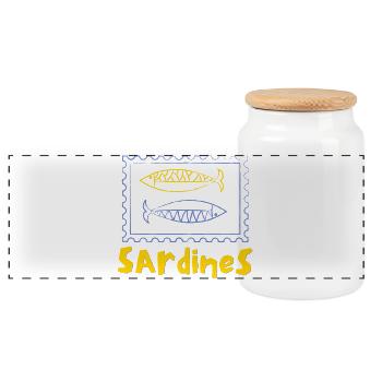 Sardinen-Dose - Panorama Keksdose mit Holzdeckel - Weiß - Vorne