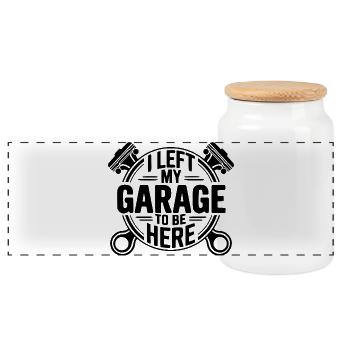 Mechanic I Left My Garage Quote - Panoramic Cookie Jar with Wooden Lid - white - Front
