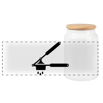 Presse-ail ou presse à spaetzle - Boîte à biscuits avec couvercle en bois - blanc - Devant