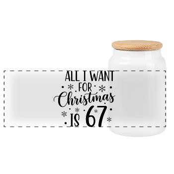 All I Want For Christmas Is 67 - Panorama Keksdose mit Holzdeckel - Weiß - Vorne