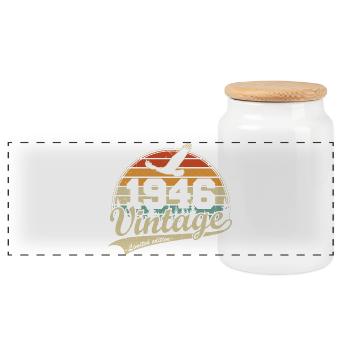 Vintage 1946 Vintage Retro Birthday Gift - Panoramic Cookie Jar with Wooden Lid - white - Front