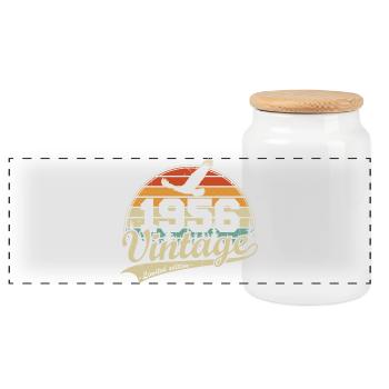 Vintage 1956 Vintage Retro Birthday Gift - Panoramic Cookie Jar with Wooden Lid - white - Front