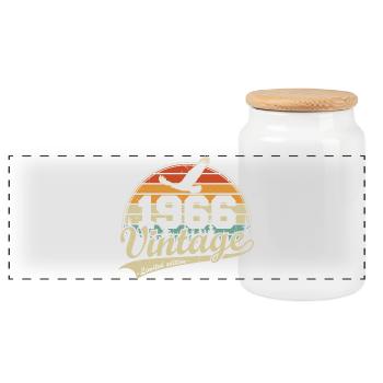 Vintage, 1966, Vintage Retro, Cadeau d’anniversaire - Boîte à biscuits avec couvercle en bois - blanc - Devant