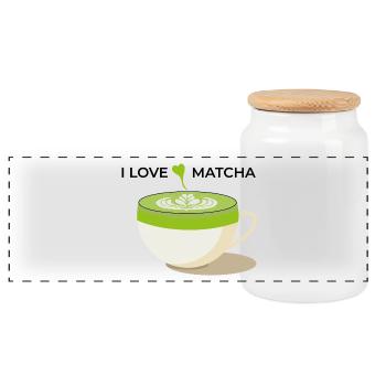 I Love Matcha - Panorama Keksdose mit Holzdeckel - Weiß - Vorne
