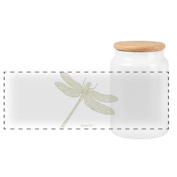 Dragonfly Odonata - Panoramic Cookie Jar with Wooden Lid - white - Front